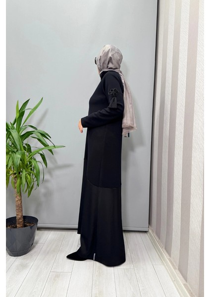 Dik Yaka Kollar Aksesuarlı Elbise Siyah 56MK5101 fiyatları