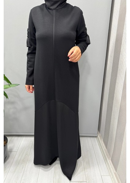 Dik Yaka Kollar Aksesuarlı Elbise Siyah 56MK5101 indirimleri