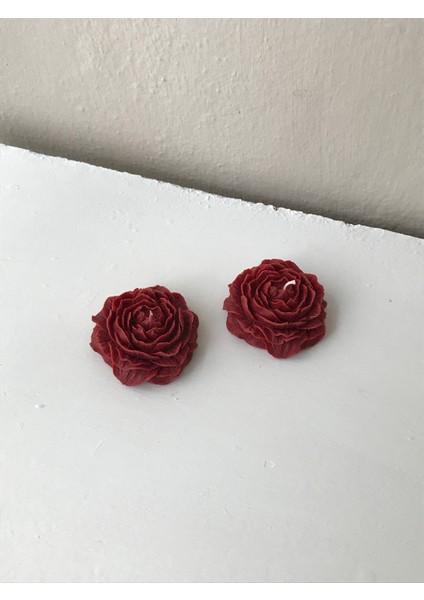 2'li Koyu Kırmızı Lavanta Kokulu Şakayık Soya Mumu - Dekoratif Renkli Şakayık Mum Seti