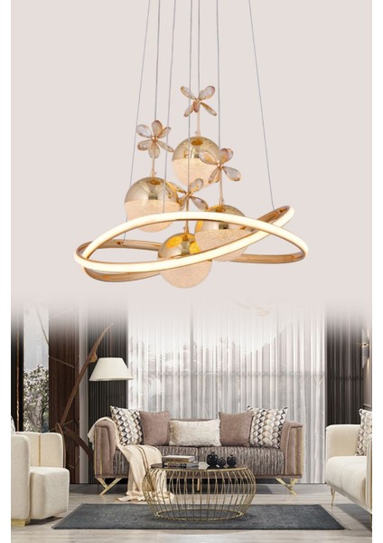 3 Işıklı Kumandalı LED Avize Dimmerli