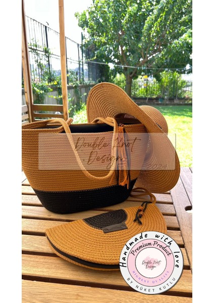 Bailey 3lü Takım Plaj Çantası El Çantası Clutch Şapka Totebag çanta Yazlık Hediyelik fiyatları