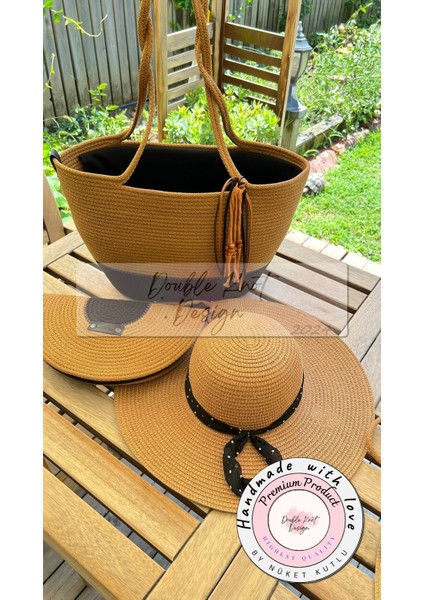 Bailey 3lü Takım Plaj Çantası El Çantası Clutch Şapka Totebag çanta Yazlık Hediyelik modelleri