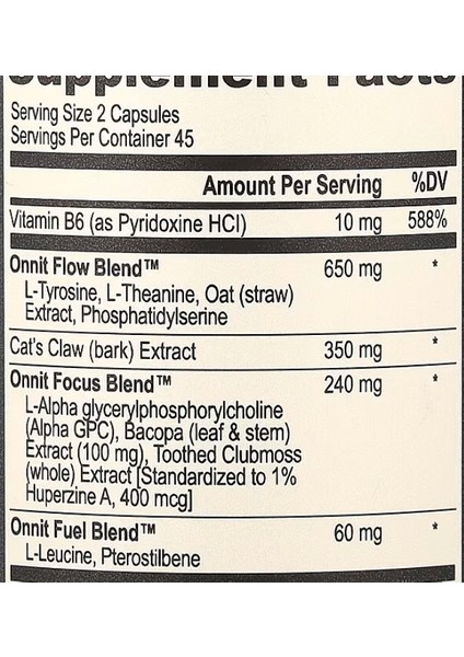 Onnit Alpha Brain Memory & Focus 90 Capsul usa Version modelleri