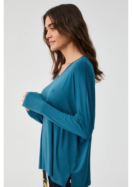 Yumuşak Dokulu V Yaka Uzun Kol Kadın Pijama Takım 9908 modelleri