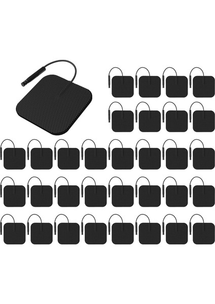 10 Paket - 40 Adet Premium Jel Siyah Tens Elektrod Pedi Kumaş 5 x 5 cm