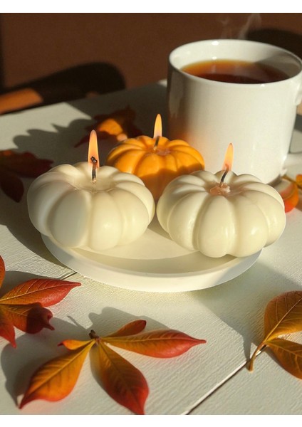 3'lü Set Doğal Soya Kabak Mumlar