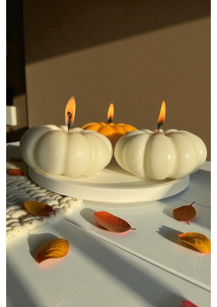 3'lü Set Doğal Soya Kabak Mumlar modelleri