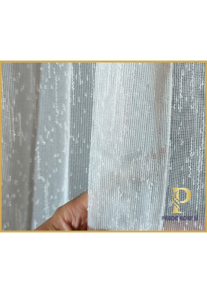 Keten Şantuk 3x Pileli Tül Perde, Ütü Gerektirmez Kırışmaz, Kornişe Asmaya Hazır, Kırık Beyaz Özel Kesim ve Dikim Tül Perde