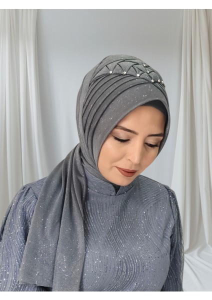 Antrasit Koyu Gri Zümra Model Hazır Duvak Hazır Şal Hazır Türban modelleri