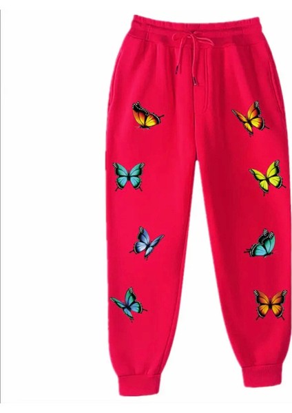 Özel Tasarım Renkli Kelebekler Baskılı %100 Pamuk 3 Iplik Kışlık Kız Çocuk Eşofman Takımı fiyatları