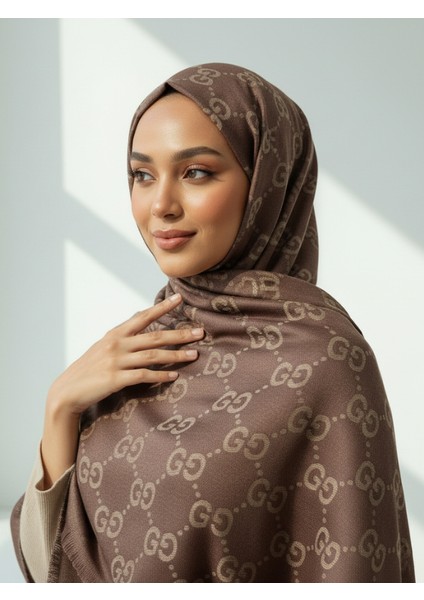 G Desen Kahverengi Bej Tok Duruşlu Çift Taraflı Jakar Şal fiyatları