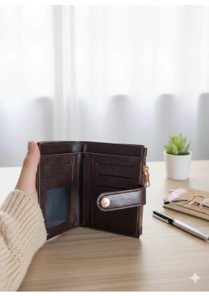 Orta Boy Kapitone Detaylı Suni Deri Cüzdan Kahve Rengi fiyatları