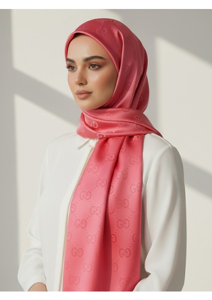 Kadın Canlı Pembe G Desenli Ipeksi Saten Jakar Şal fiyatları