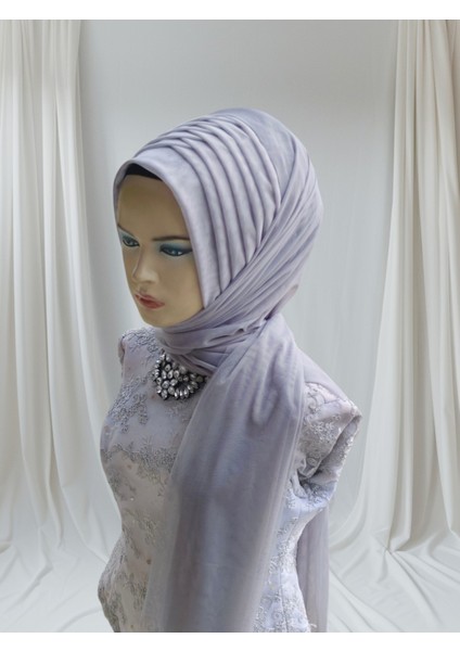 Açık Gri Esnek Kumaş Tektek Hazır Duvak Hazır Şal Hazır Türban fırsatları