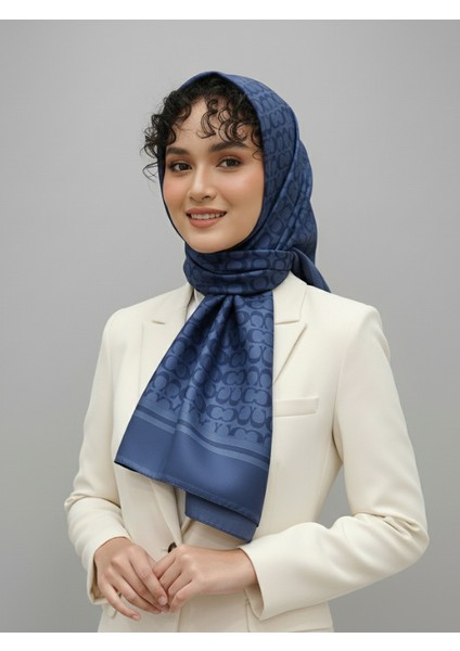 C Desen Lacivert Çift Taraflı Jakar Şal fiyatları