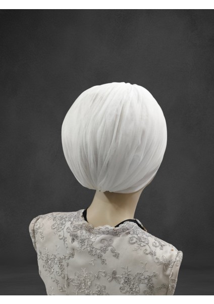 Işlemeli Kırık Beyaz Gelinbaşı Bone Hazır Duvak Hazır Şal Abiye Şal modelleri