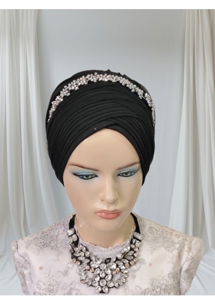 Aksesuar Dahil Siyah Sevda Bone Hazır Şal Bone Hazır Türban fiyatları