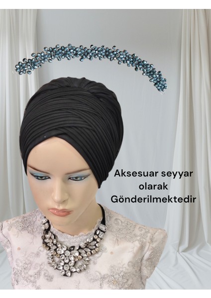 Aksesuar Dahil Siyah Sevda Bone Hazır Şal Bone Hazır Türban modelleri