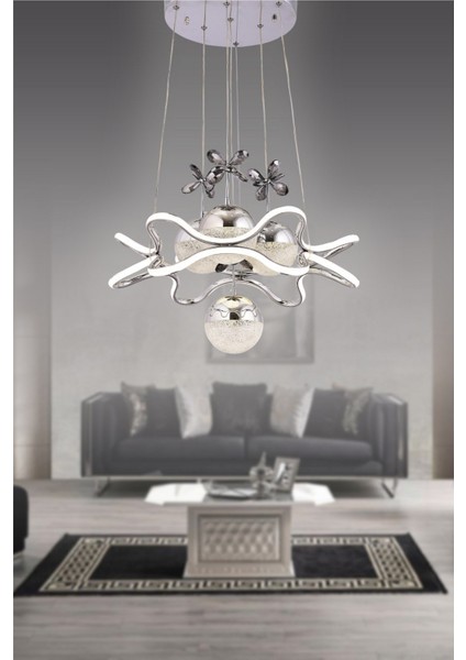 3 Işıklı Kumandalı LED Avize Dimmerli