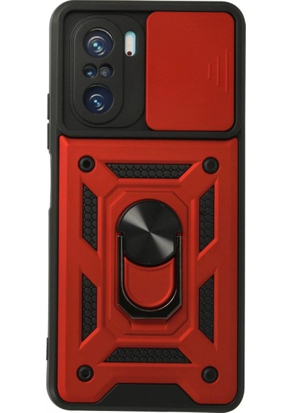 Ieg Xiaomi Poco F3 Kılıf Pars Lens Yüzüklü Silikon - Kırmızı