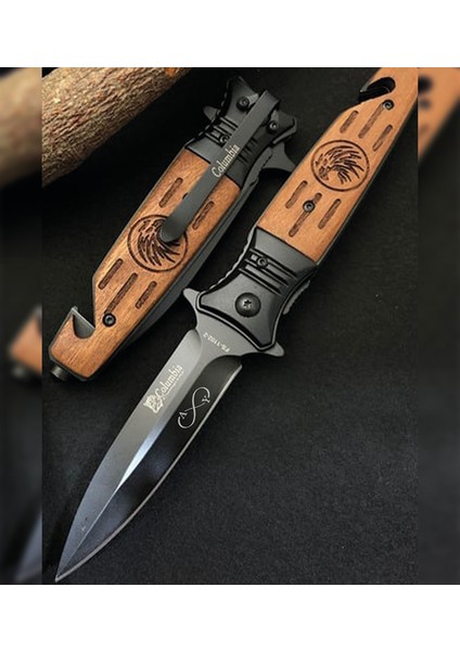 Kişiye Özel Isimli Columbia Sonsuzluk Baskılı Kurtarma Çakısı Kartal FS-1102-2 20.5 cm