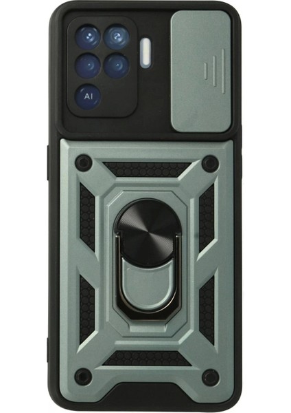 Ieg Oppo Reno 5 Lite Kılıf Pars Lens Yüzüklü Silikon - Yeşil