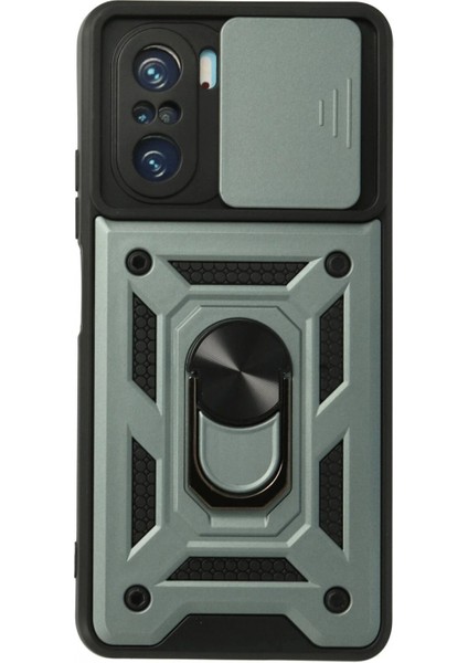 Ieg Xiaomi Poco F3 Kılıf Pars Lens Yüzüklü Silikon - Yeşil