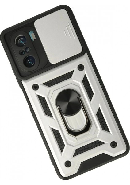 Ieg Xiaomi Poco F3 Kılıf Pars Lens Yüzüklü Silikon - Gümüş fiyatları