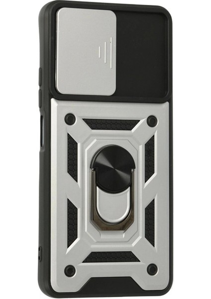 Ieg Xiaomi Poco F3 Kılıf Pars Lens Yüzüklü Silikon - Gümüş modelleri