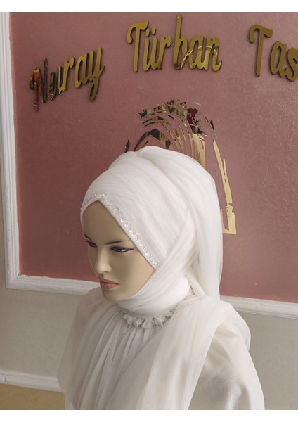 Beyaz Gelin Başi Hazır Türban Hazır Şal Hazır Duvak fiyatları