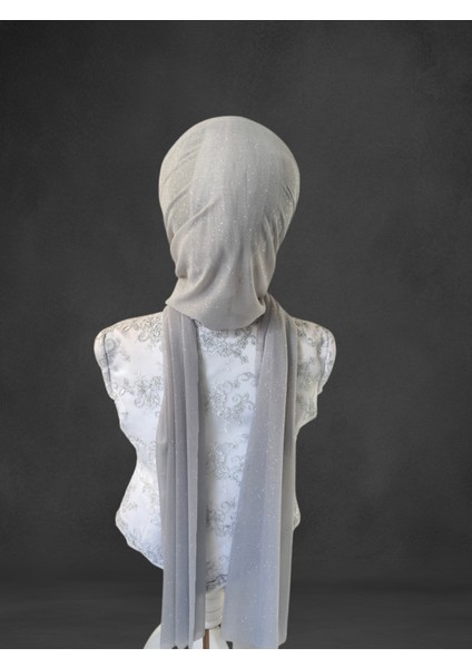 Aksesuar Dahil Açık Gri Simli Tek Tek Hazır Şal Hazır Türban Hazır Duvak modelleri