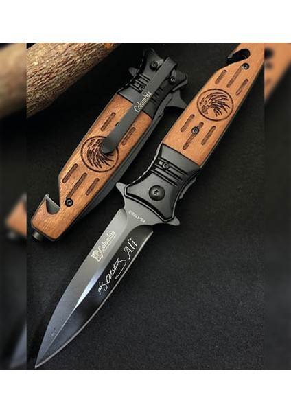 Kişiye Özel Isimli Columbia Imza Baskılı Kurtarma Çakısı Kartal FS-1102-2 20.5 cm