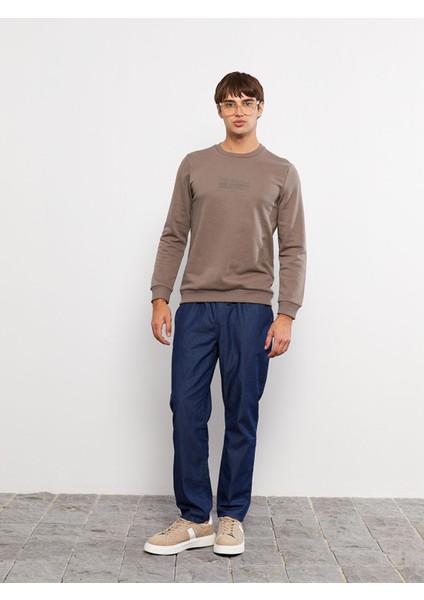 Yeni Sezon Bisiklet Yaka Uzun Kollu Erkek Kalın Sweatshirt