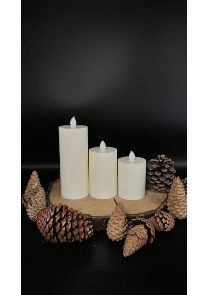 3 Adet 20-15-10 cm Batom LED Mum Çap 6 cm fiyatları