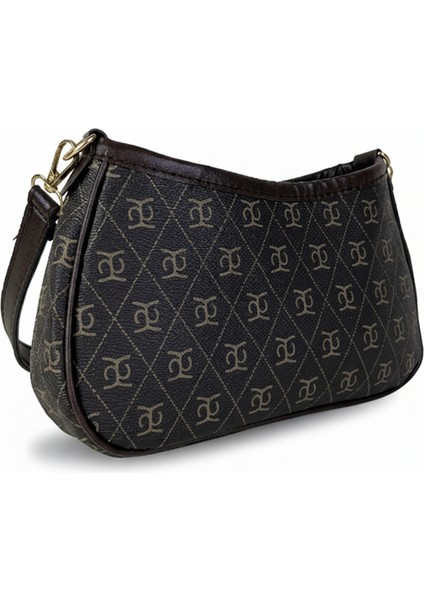 Monogram Desenli Kadın Omuz Çantası | Baget Model | Ayarlanabilir Askılı Çanta fiyatları