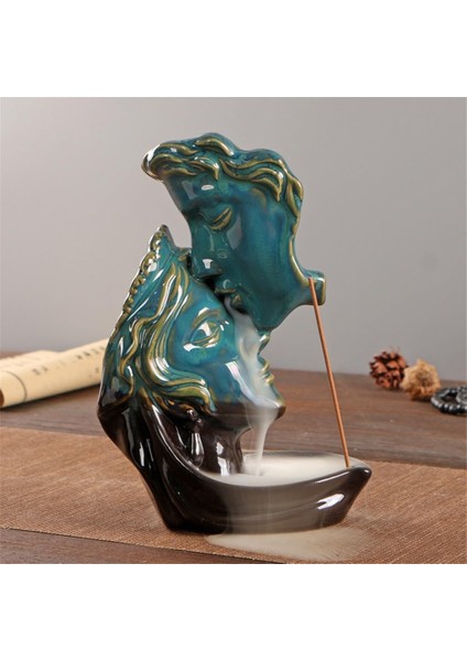 Sanatsal Çift Figürlü Geri Akış Tütsülük – Seramik Şelale Buhurdanlık