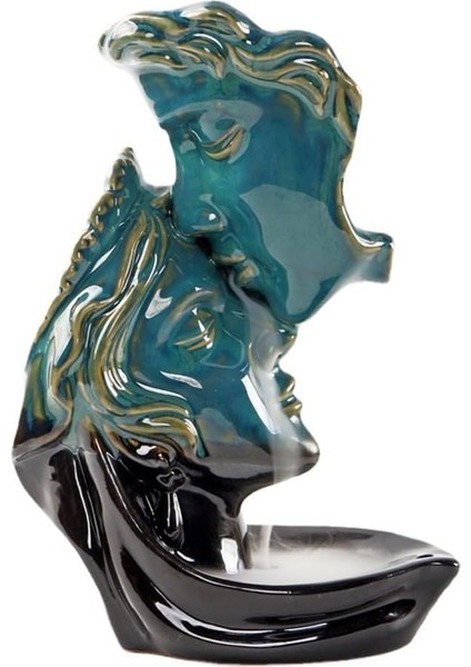 Sanatsal Çift Figürlü Geri Akış Tütsülük – Seramik Şelale Buhurdanlık fiyatları