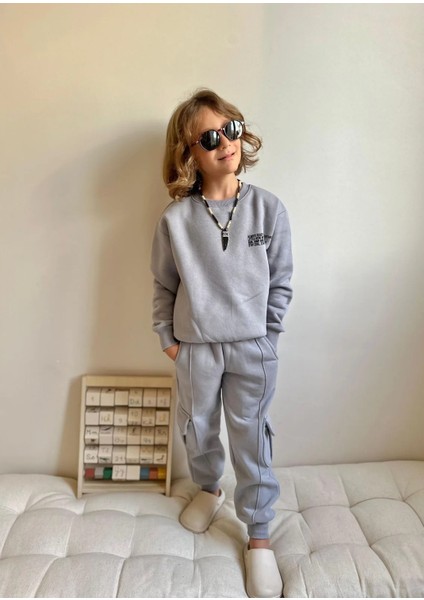 Yazılı Alt Üst Takım Gri