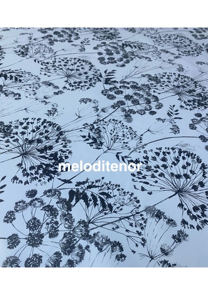 Kalın Astarlı Kaymaz Gri Cipso Çiçekli Pvc Muşamba Masa Örtüsü