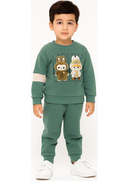 Labubu Baskılı 3 Iplik Şardonlu Erkek Çocuk Alt Üst Takımı