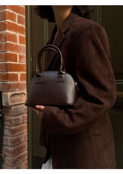 Ilot.ıstanbul | Klasik Kubbe Formlu Kısa Saplı El Çantası Deri Görünümlü Mini Dome Bag
