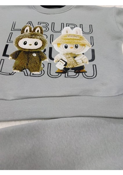 Labubu Baskılı 3 Iplik Şardonlu Erkek Çocuk Alt Üst Takımı fırsatları