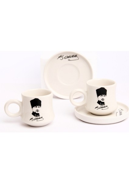 Atatürk Temalı 2’li Takım El Yapımı Kazan Seramik Kahve Fincanı, Kahve Fincanı,hand Made fiyatları