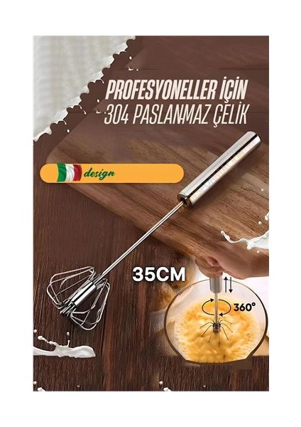 Dönerli Çırpıcı 304 Paslanmaz Çelik Yumurta Çırpıcı
