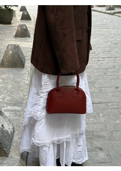 Ilot.ıstanbul | Klasik Kubbe Formlu Kısa Saplı El Çantası Deri Görünümlü Mini Dome Bag fiyatları