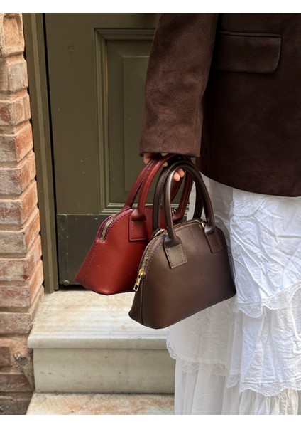 Ilot.ıstanbul | Klasik Kubbe Formlu Kısa Saplı El Çantası Deri Görünümlü Mini Dome Bag fırsatları
