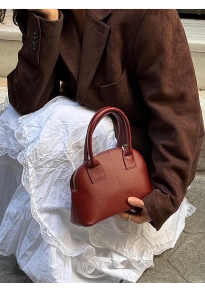 Ilot.ıstanbul | Klasik Kubbe Formlu Kısa Saplı El Çantası Deri Görünümlü Mini Dome Bag indirimleri