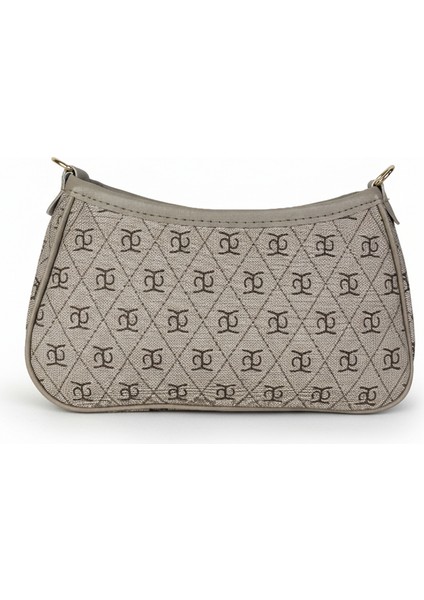 Monogram Desenli Kadın Omuz Çantası | Baget Model | Ayarlanabilir Askılı Çanta