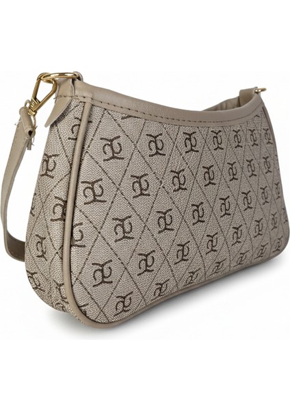 Monogram Desenli Kadın Omuz Çantası | Baget Model | Ayarlanabilir Askılı Çanta modelleri