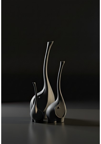 Uzun Hortumlu Fil Ailesi Dekoratif Obje - Biblo - Dekor modelleri